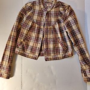 VTG 80's 90's Free ppl plaid puffy sleeve shacket